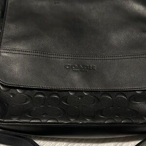Coach Black Embossed  Messenger Bag